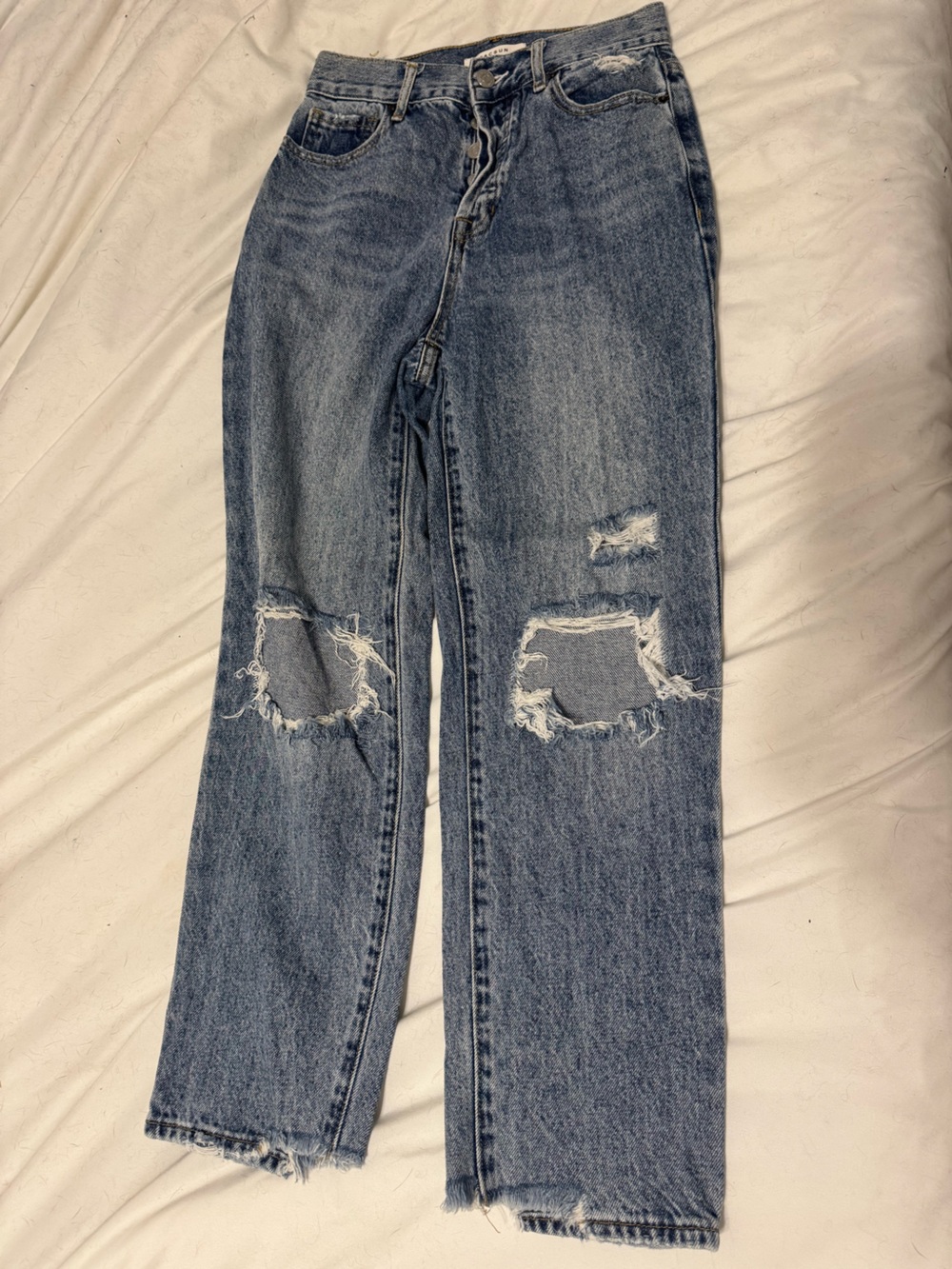 PacSun Women's Straight Leg Distressed Blue Jeans